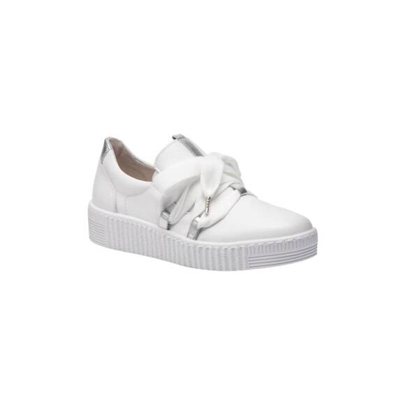 NEW GABOR women\'s bow sneaker in white/silver